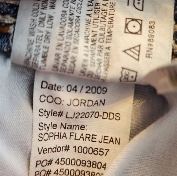 Vintage LEI Sophia Hiphugger Flare Med Blue Embroidered Jeans Winter Bohemian - Picture 8 of 12